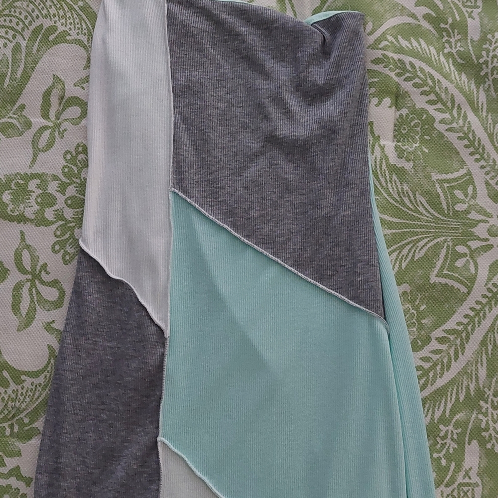 Gray, mint, and cream one shoulder dress